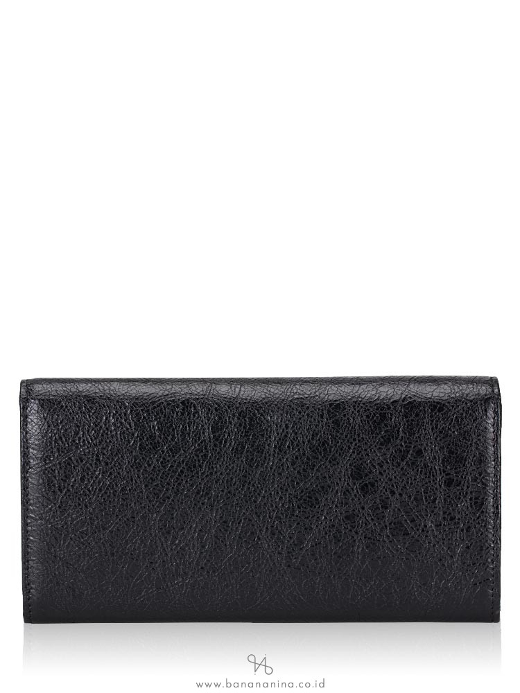 BALENCIAGA Classic Gold Small Flap Wallet Black