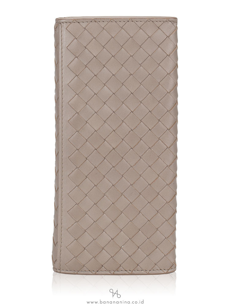 BOTTEGA VENETA Nappa Intrecciato Long Bifold Wallet Taupe