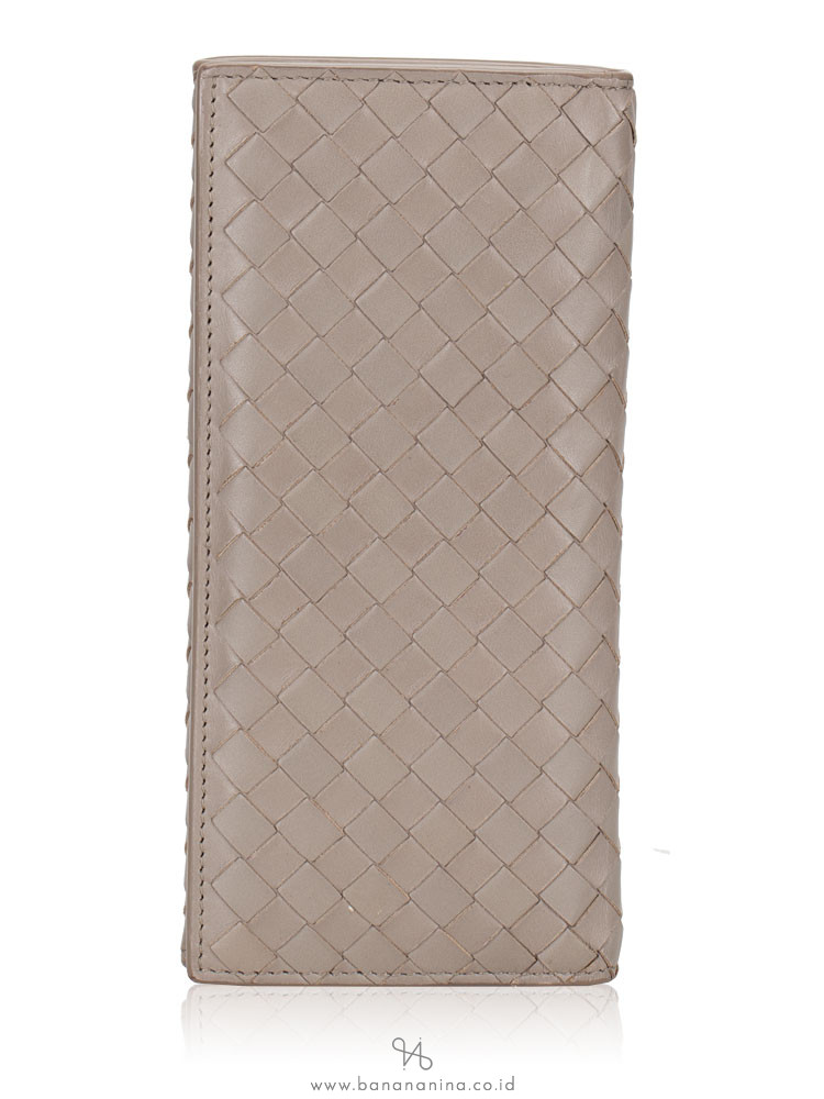 BOTTEGA VENETA Nappa Intrecciato Long Bifold Wallet Taupe
