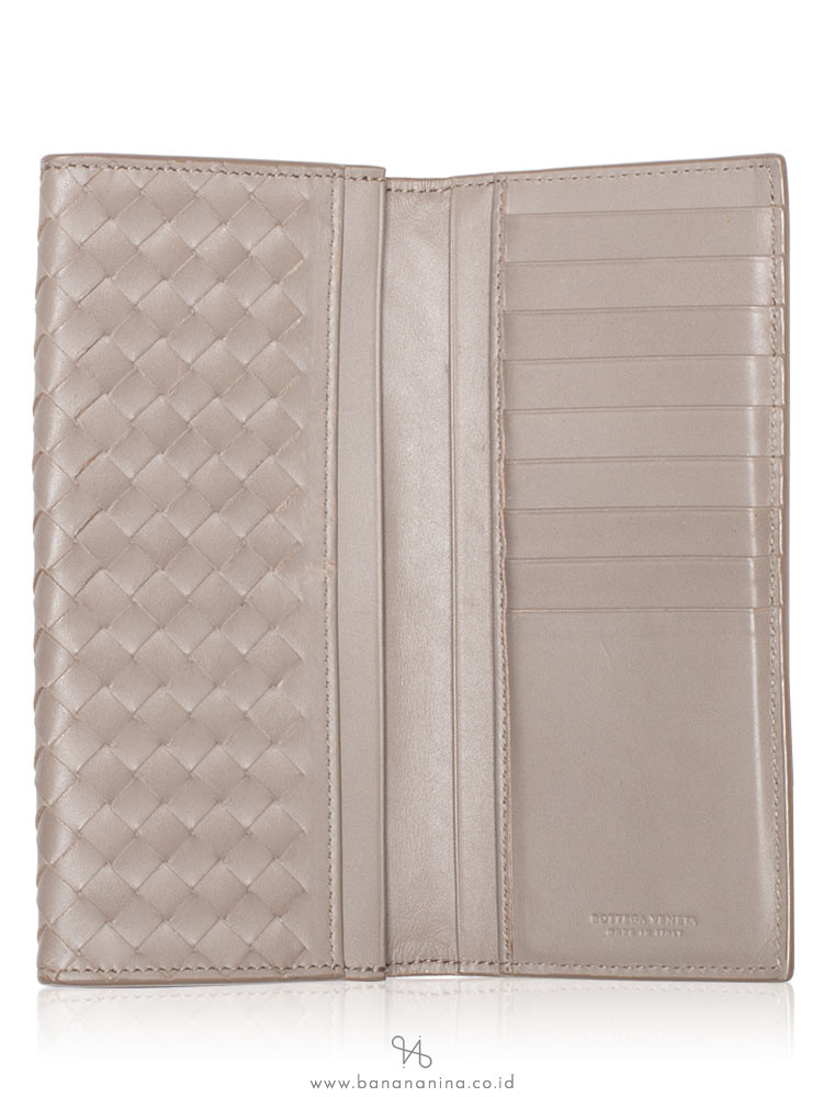 BOTTEGA VENETA Nappa Intrecciato Long Bifold Wallet Taupe