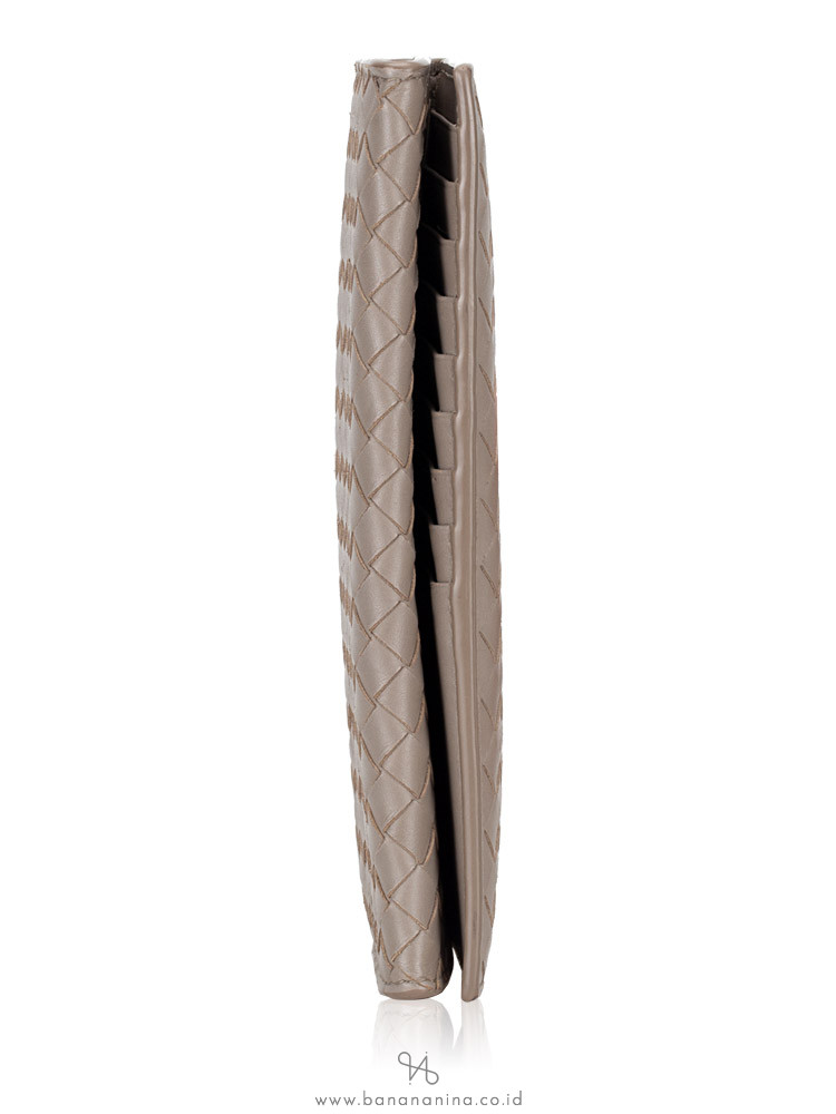 BOTTEGA VENETA Nappa Intrecciato Long Bifold Wallet Taupe