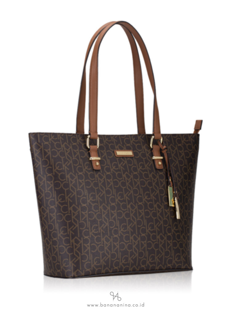 CALVIN KLEIN Logo Tote Brown Luggage