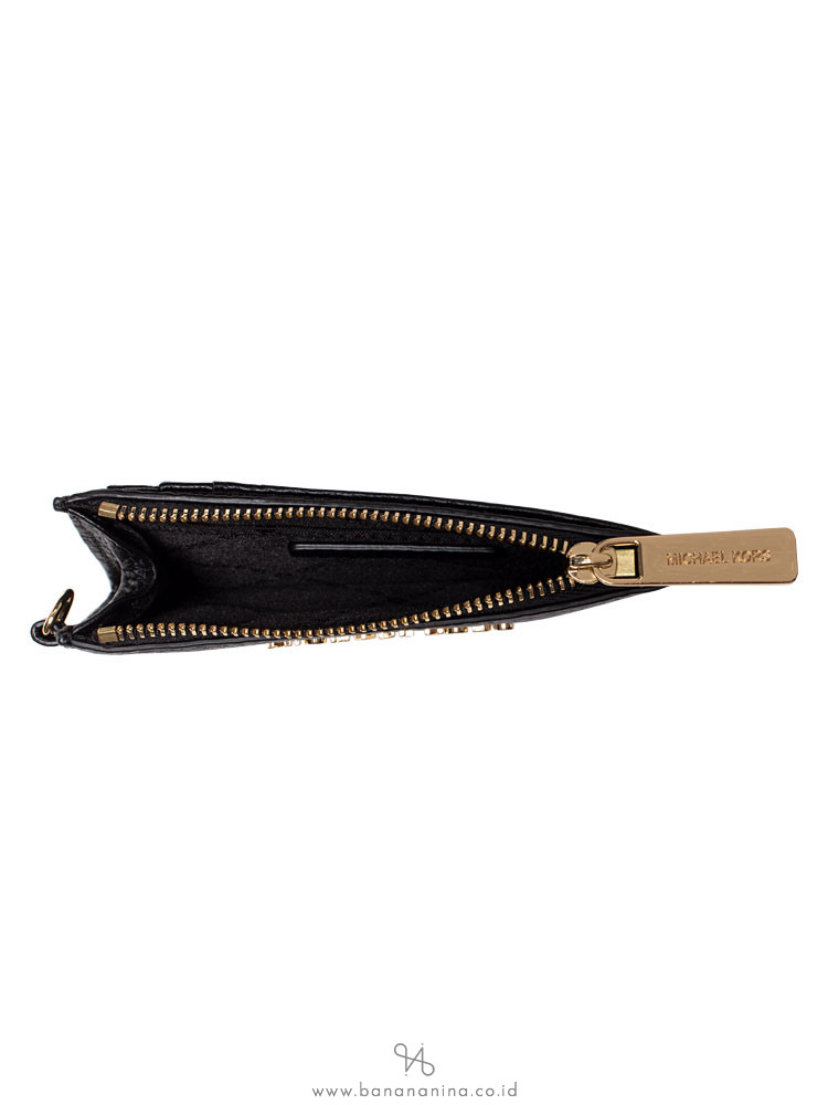 MICHAEL KORS Jet Set Travel Leather Coin Purse Wristlet Black