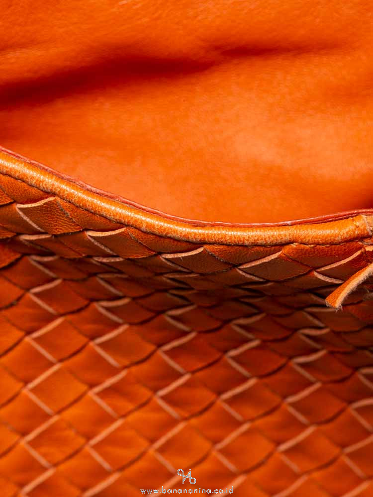 BOTTEGA VENETA Nappa Intrecciato Large Franges Shoulder Bag Tangerine