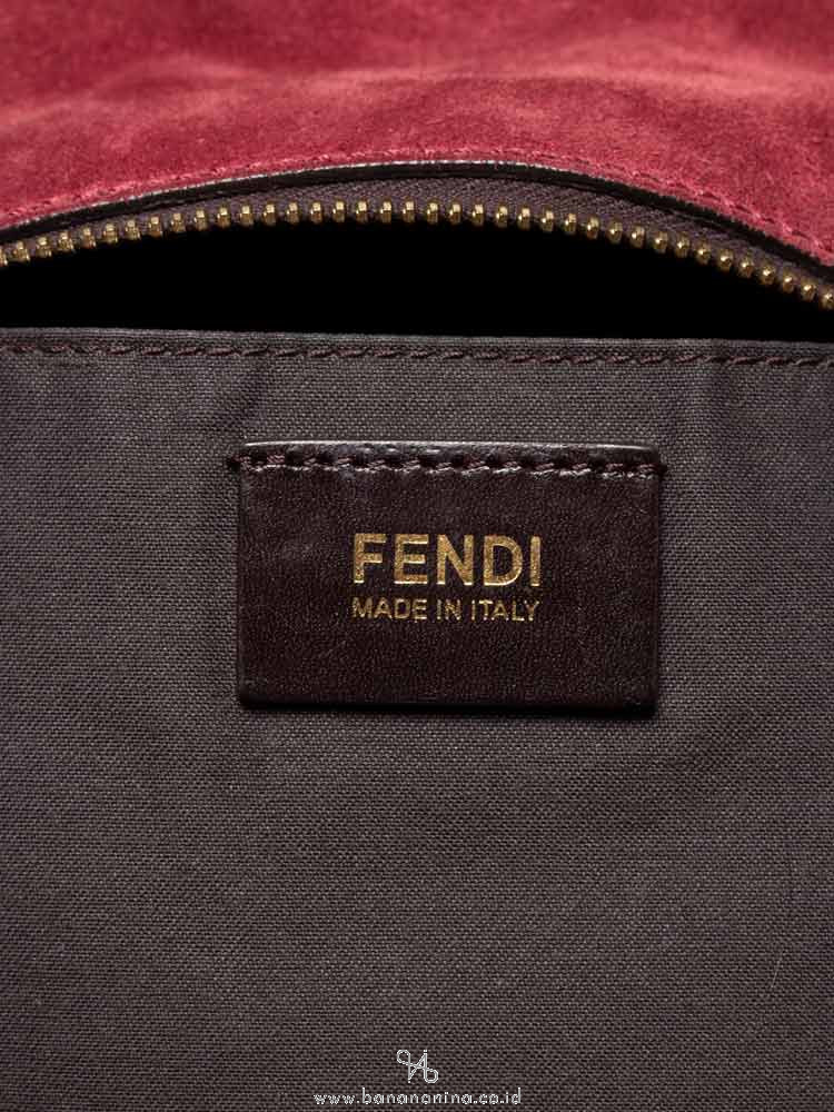 FENDI Vitello Pequin Satchel Tobacco Magenta