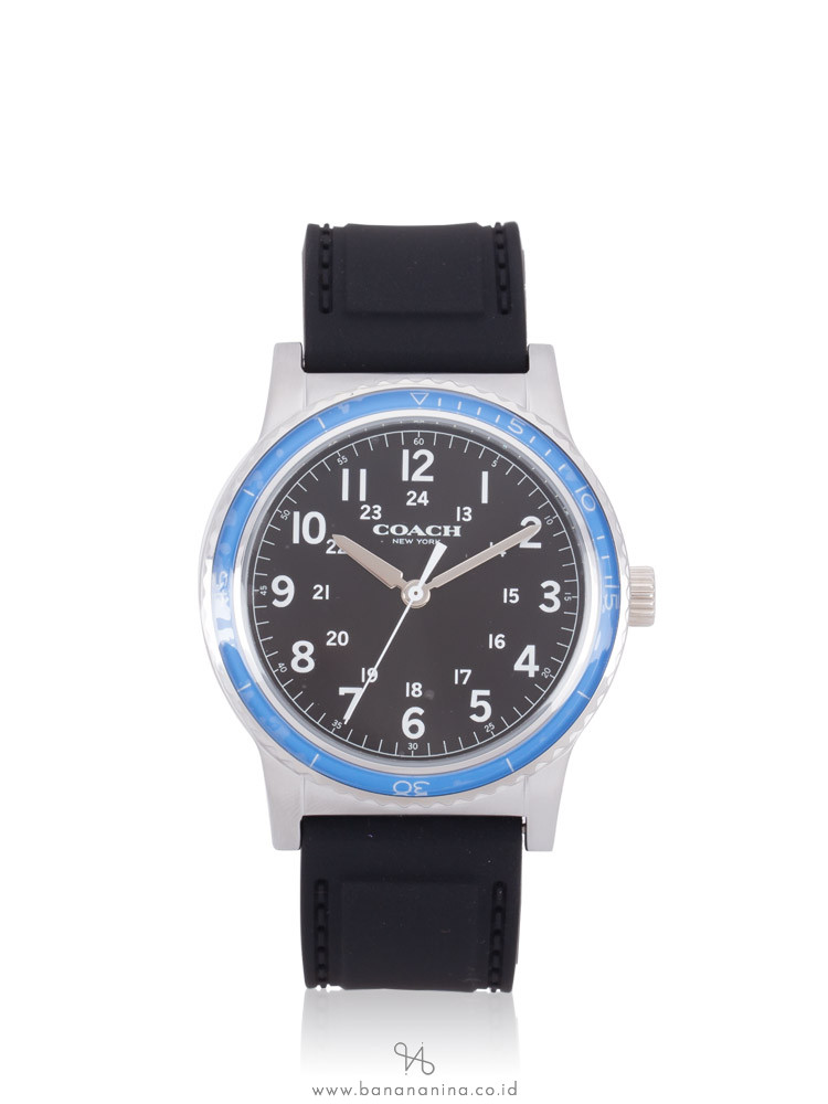 COACH Men W5015 Rivington Rubber Strap Watch Black Azure