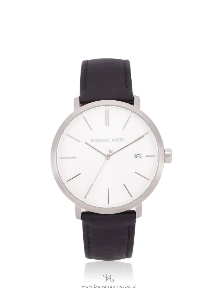 MICHAEL KORS Men MK8674 Blake Leather Strap Black Silver