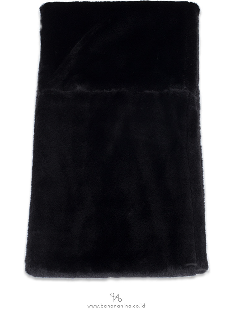 KARL LAGERFELD Paris Faur Fux Infinity Scarf Black
