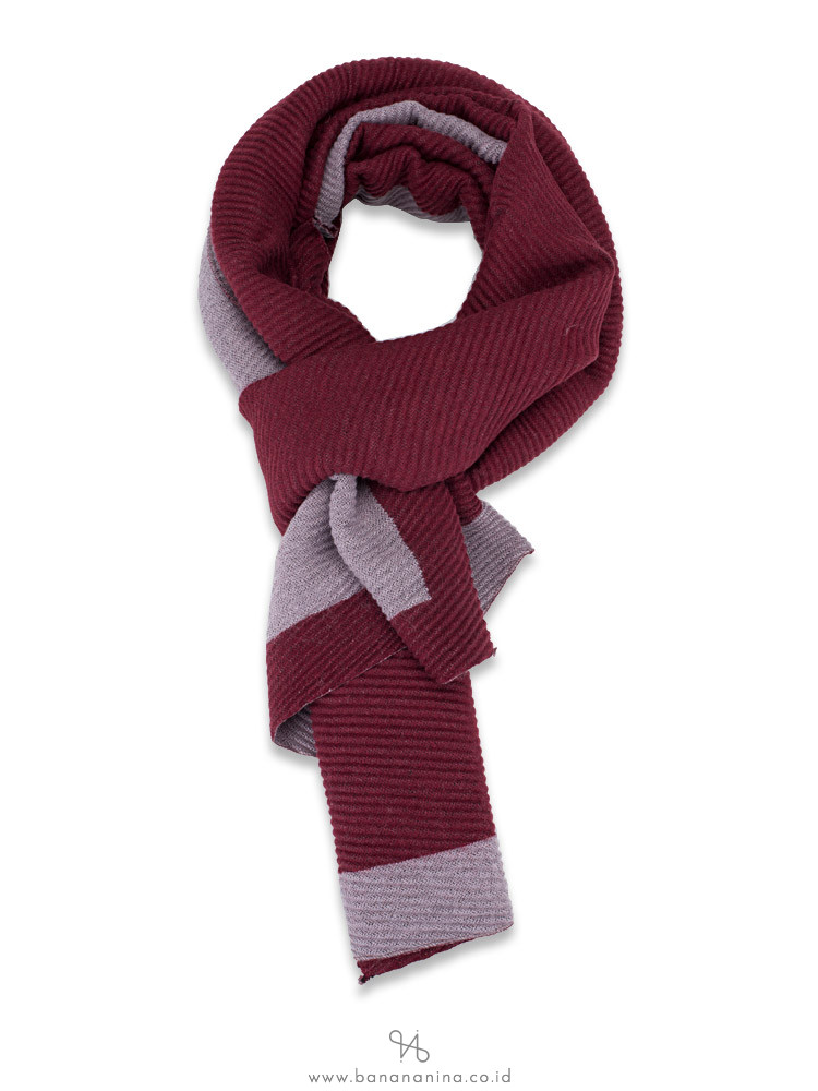 KARL LAGERFELD Tonal Border Scarf Cabernet