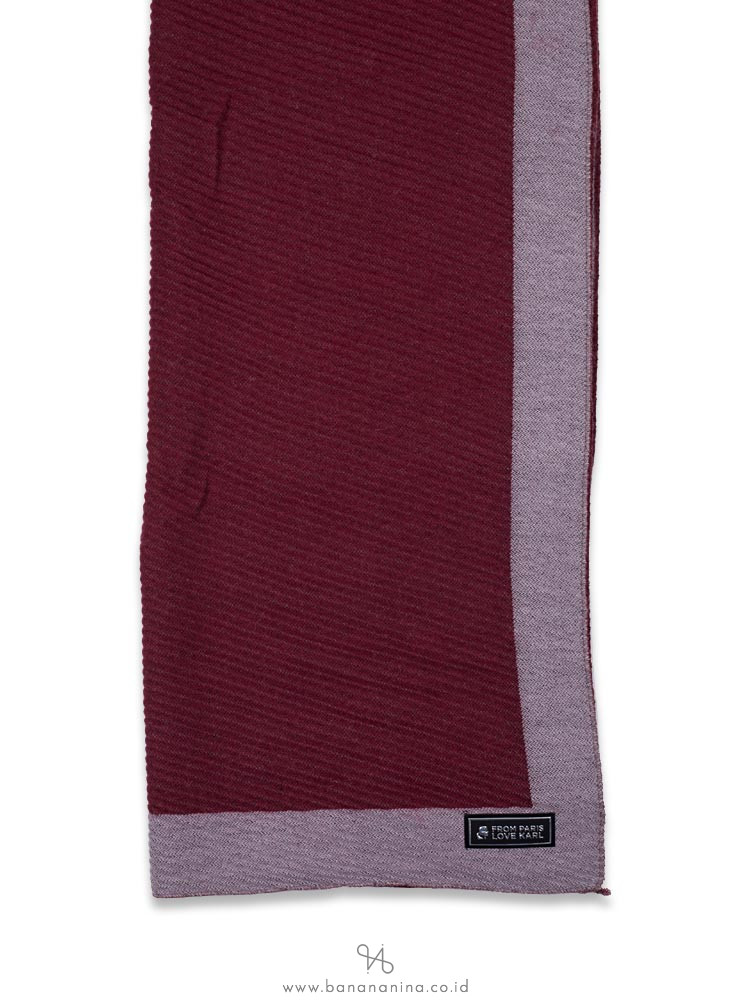 KARL LAGERFELD Tonal Border Scarf Cabernet