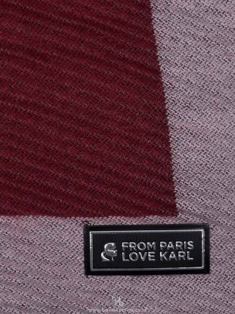 KARL LAGERFELD Tonal Border Scarf Cabernet