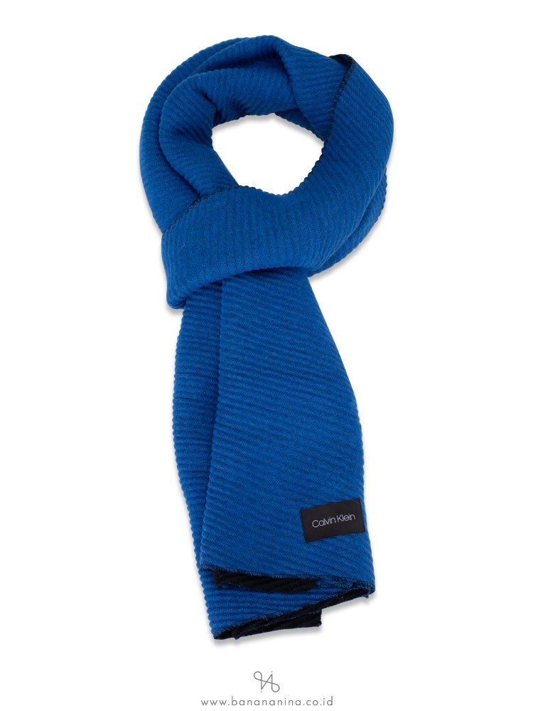 CALVIN KLEIN Pleated Double Faced Blanket Scarf Montana Sky