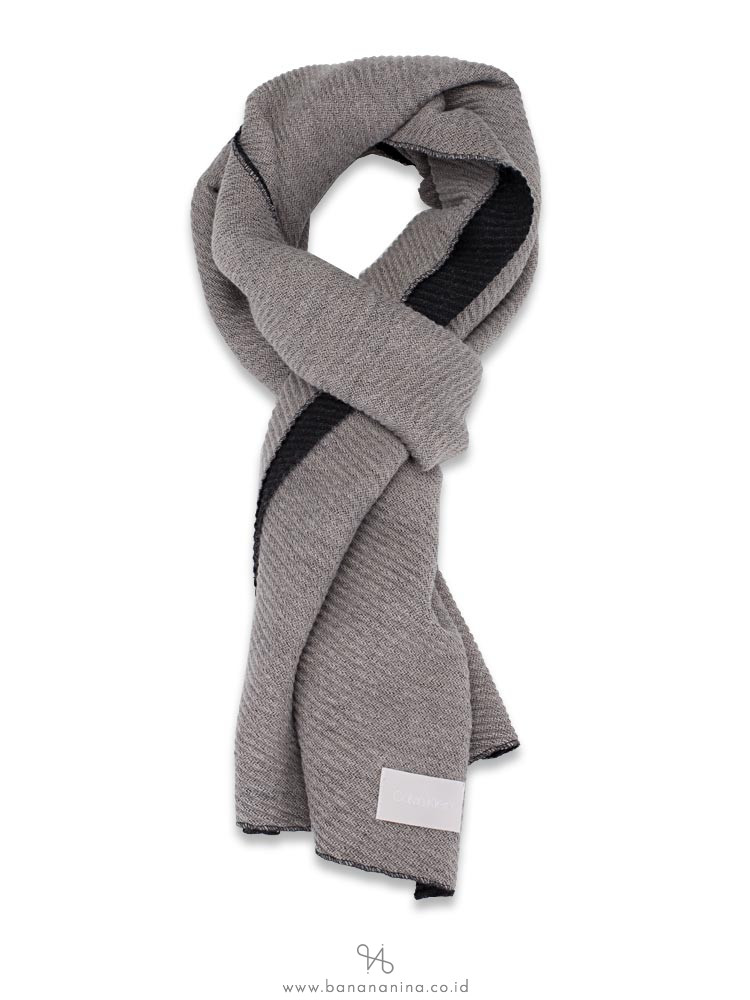 CALVIN KLEIN Pleated Double Faced Blanket Scarf Heathered Almond