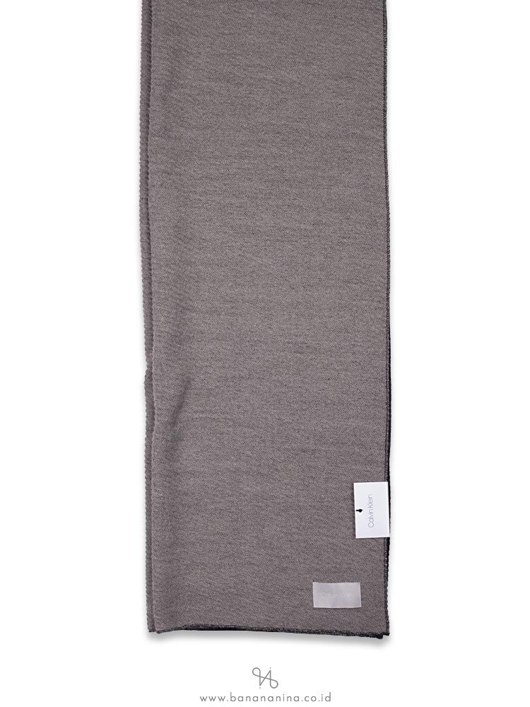 CALVIN KLEIN Pleated Double Faced Blanket Scarf Heathered Almond