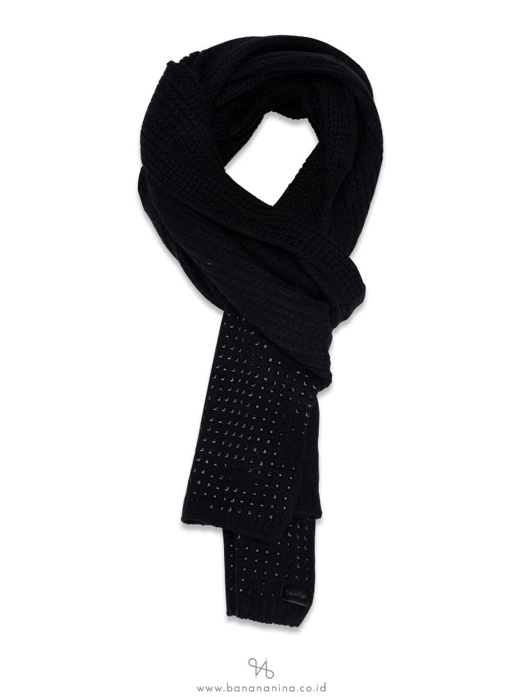 CALVIN KLEIN Studded Knit Scarf Black
