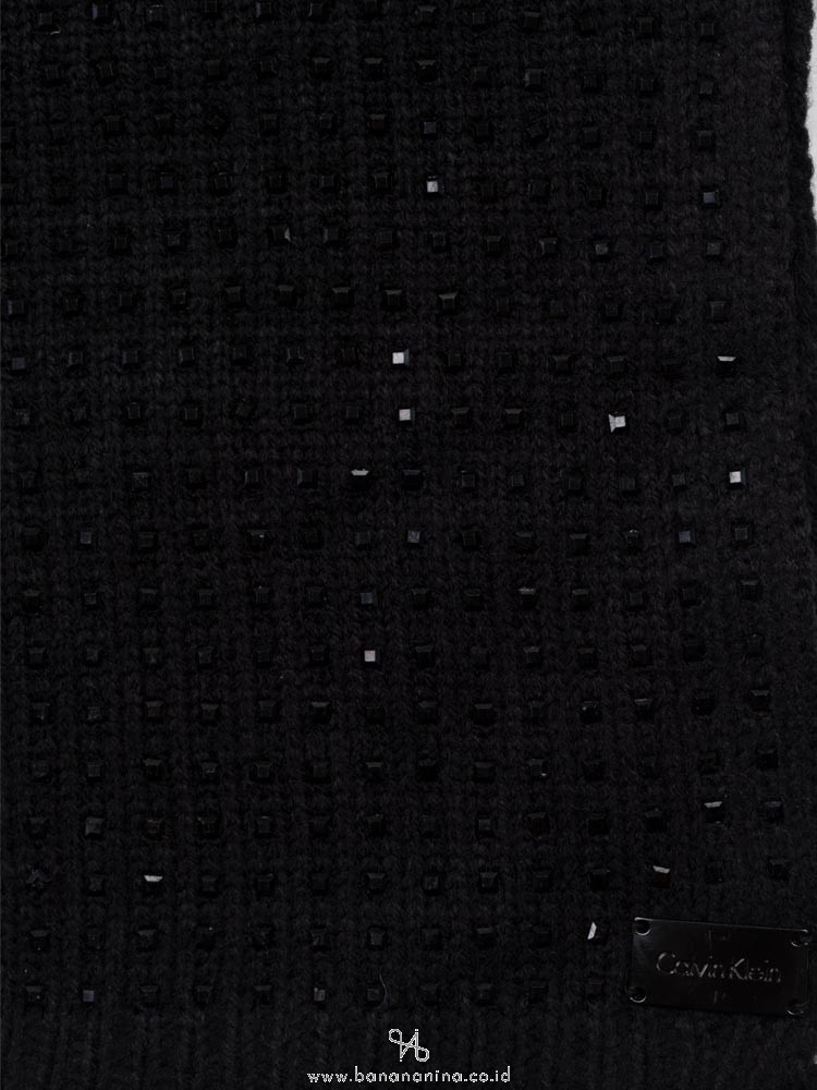 CALVIN KLEIN Studded Knit Scarf Black