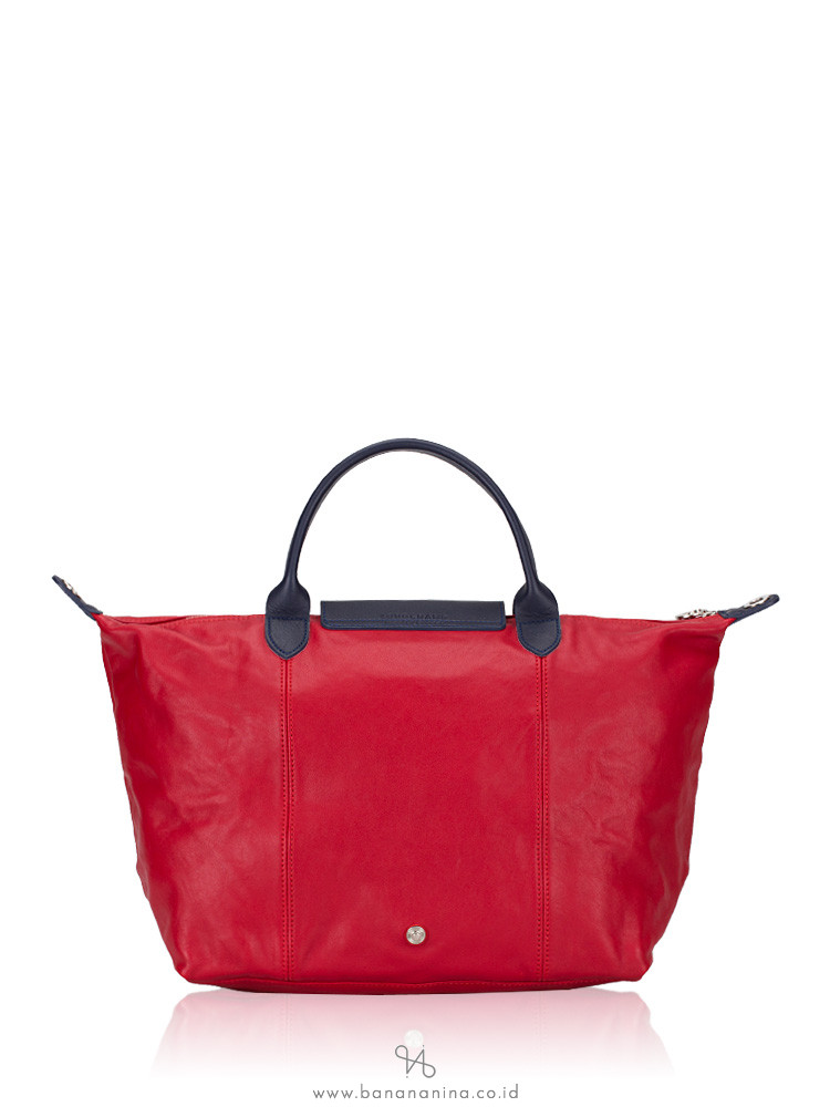 LONGCHAMP Le Pliage Cuir Badges Medium SH Red Navy