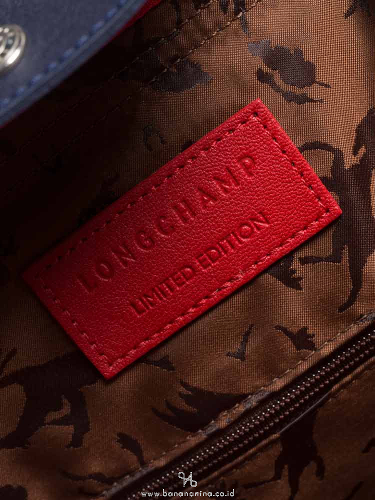 LONGCHAMP Le Pliage Cuir Badges Medium SH Red Navy