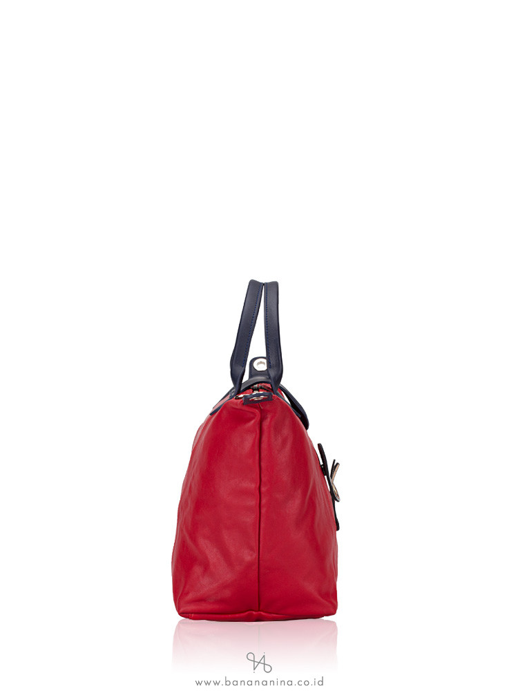 LONGCHAMP Le Pliage Cuir Badges Medium SH Red Navy