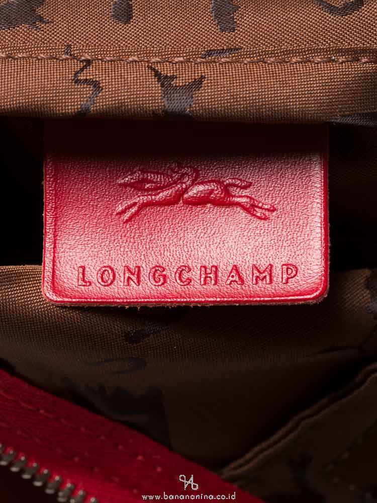 LONGCHAMP Le Pliage Cuir Badges Medium SH Red Navy