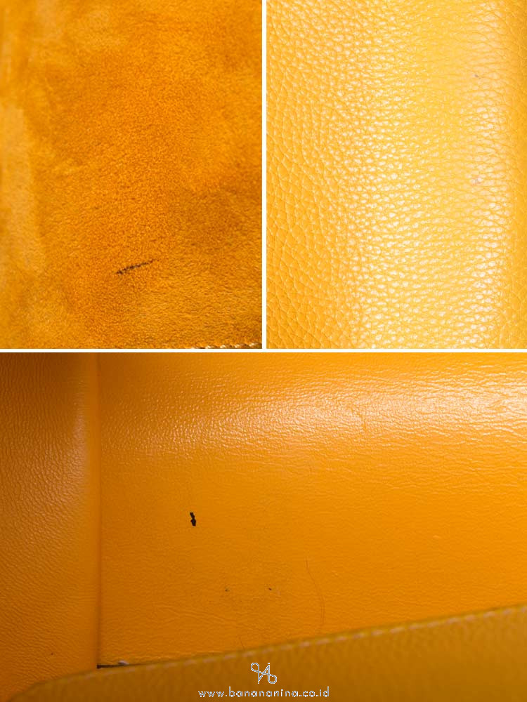 CELINE Calfskin and Suede Small Trapeze Ocre