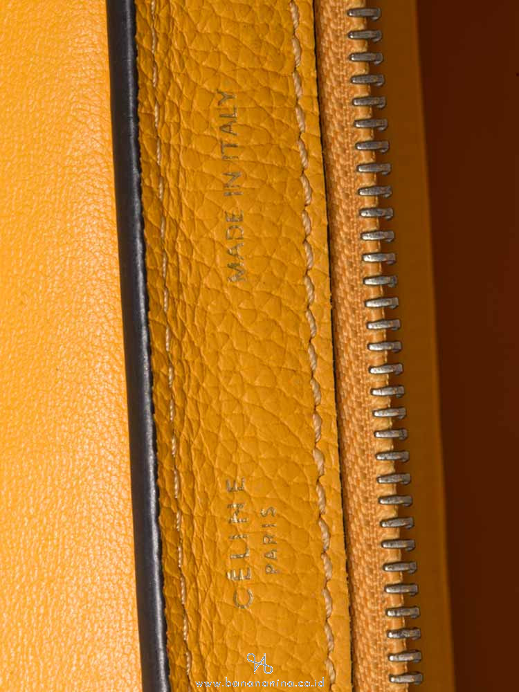 CELINE Calfskin and Suede Small Trapeze Ocre