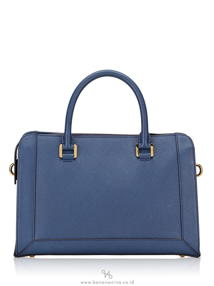 MCM Sophia Leather Bowler Bag Blue