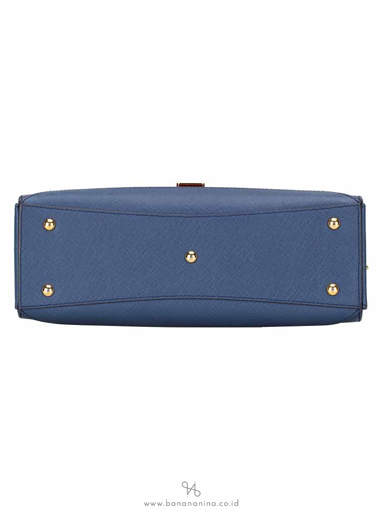 MCM Sophia Leather Bowler Bag Blue