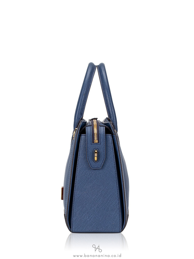 MCM Sophia Leather Bowler Bag Blue