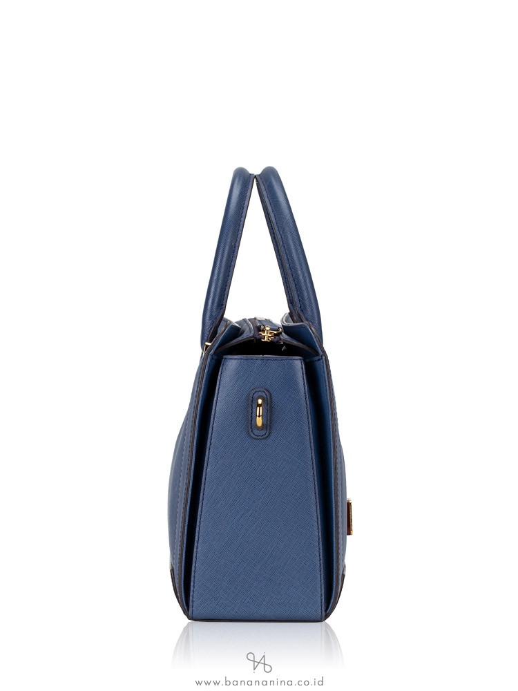 MCM Sophia Leather Bowler Bag Blue