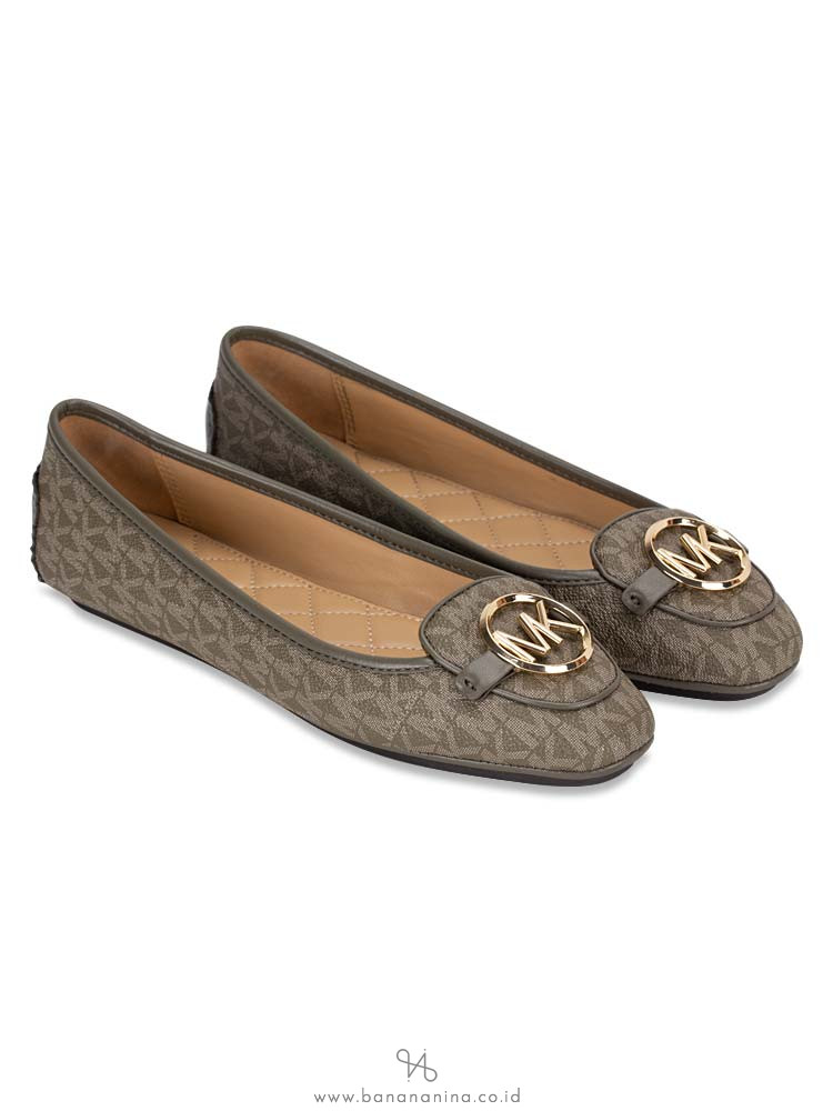 MICHAEL KORS Lillie Signature Flats Olive Sz 8