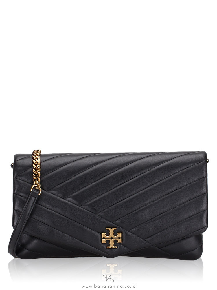TORY BURCH Kira Chevron Clutch Black