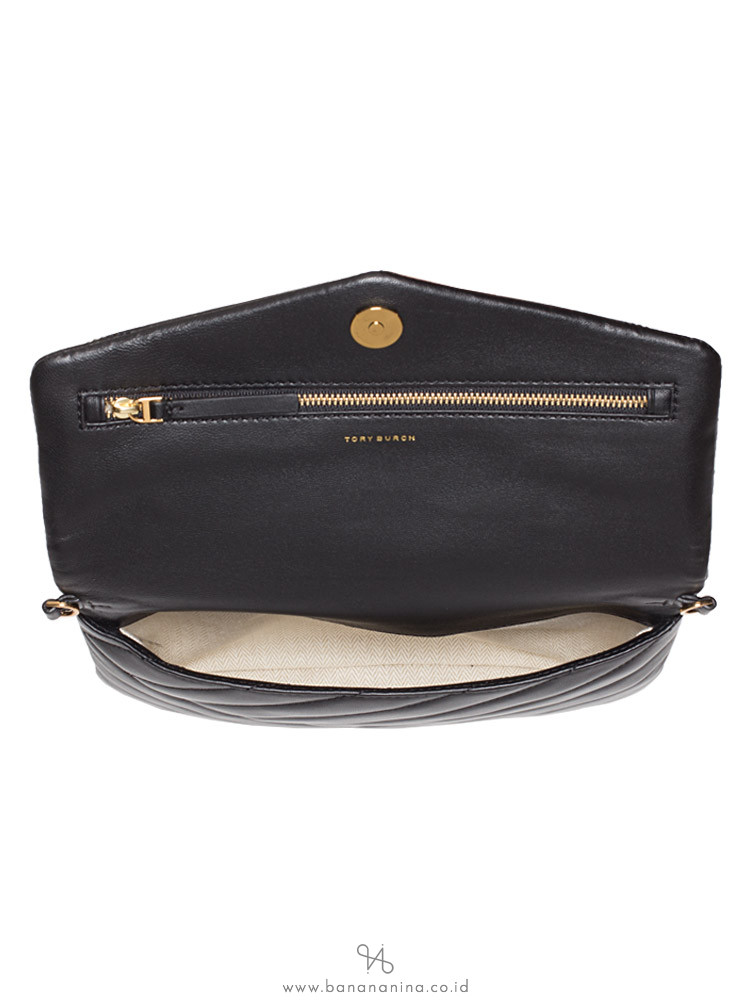 TORY BURCH Kira Chevron Clutch Black