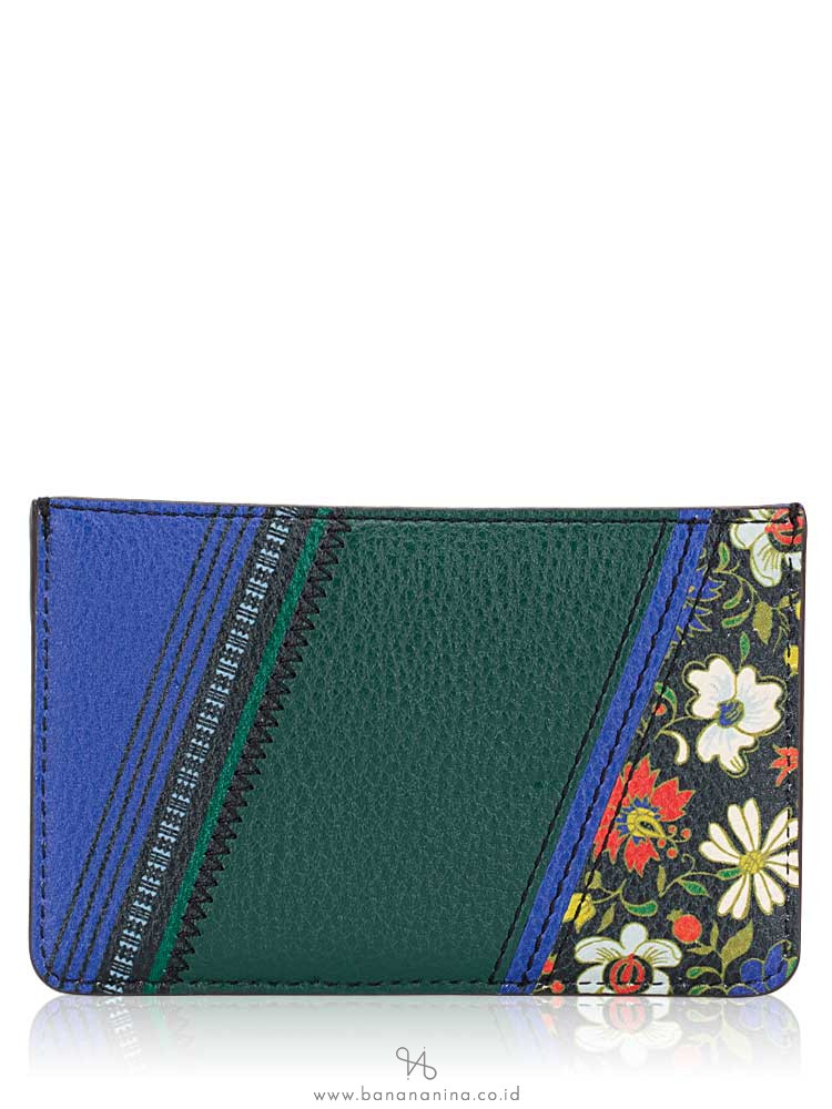 TORY BURCH Perry Mixed Print Top Zip Card Case Sacred Floral