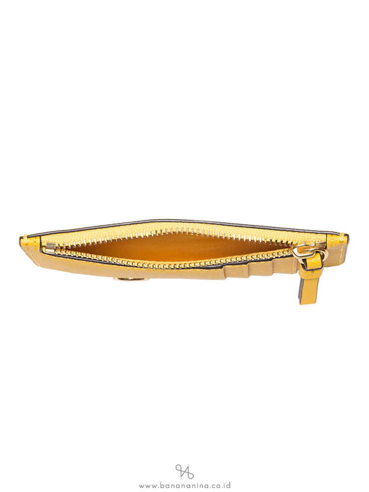 TORY BURCH Robinson Top Zip Card Case Lemon Drop