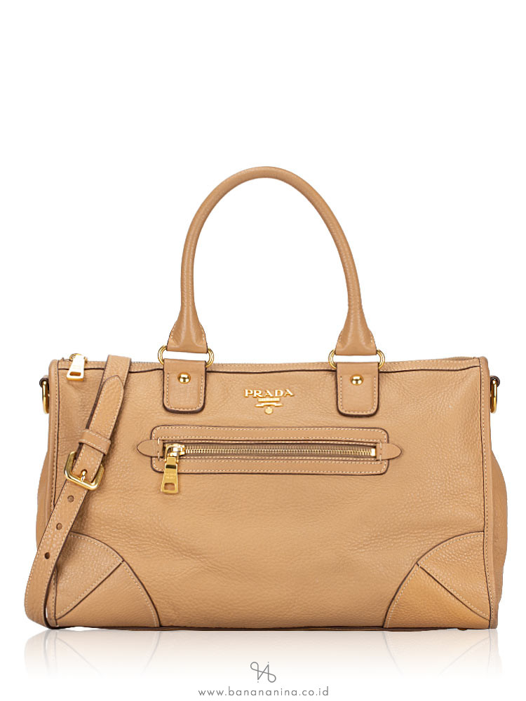 PRADA BL0805 Vitello Daino Bauletto Pomice
