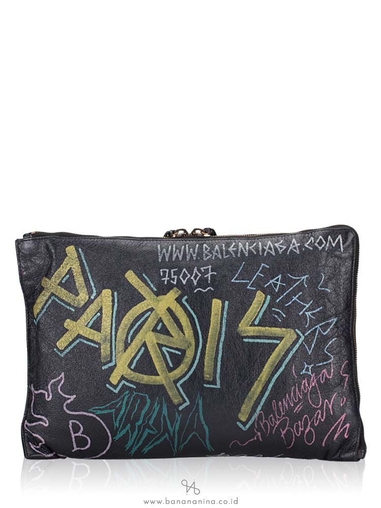 BALENCIAGA Classic Graffiti Small Pouch Noir