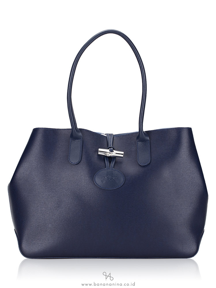 LONGCHAMP Roseau Leather Tote Marine Sky Blue