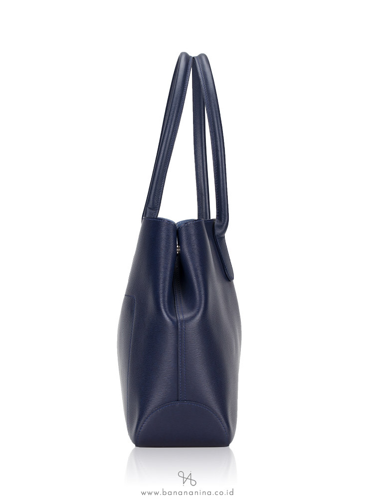 LONGCHAMP Roseau Leather Tote Marine Sky Blue