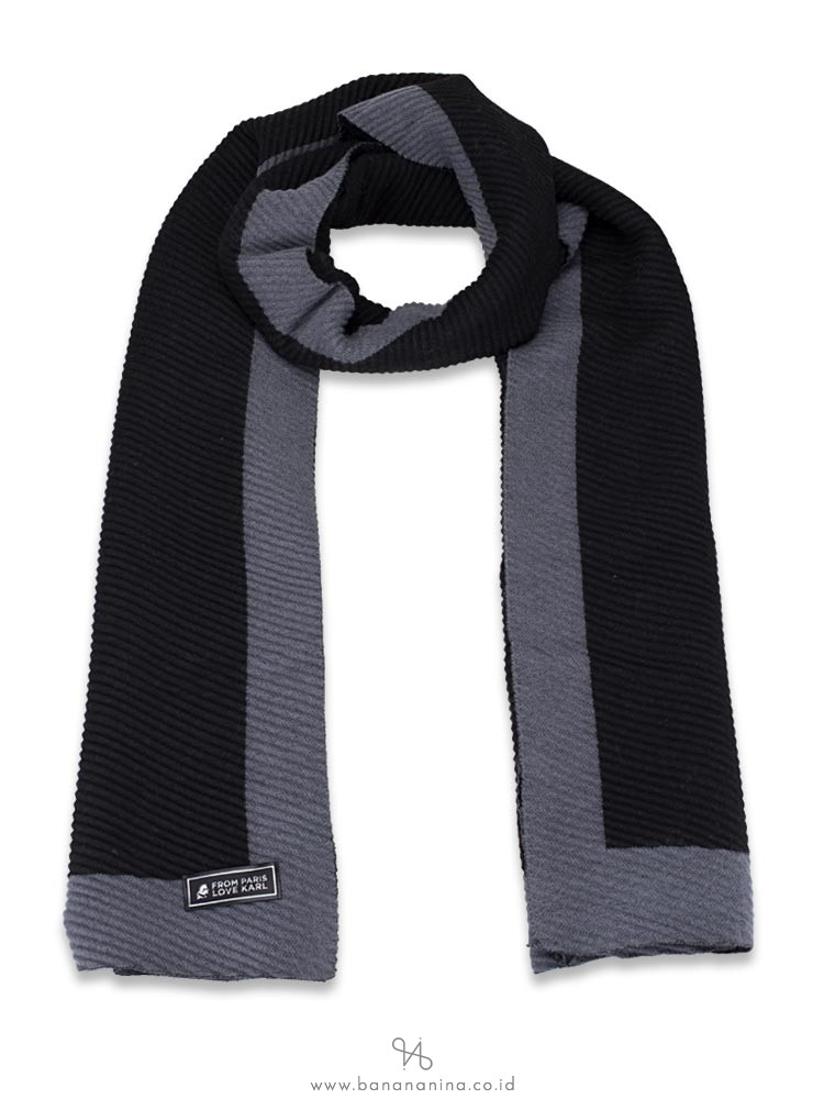KARL LAGERFELD Tonal Border Scarf Black