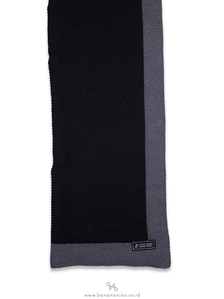 KARL LAGERFELD Tonal Border Scarf Black