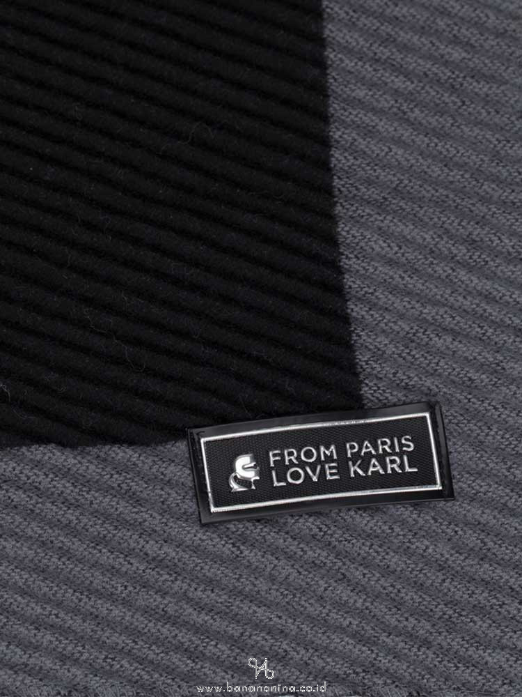 KARL LAGERFELD Tonal Border Scarf Black