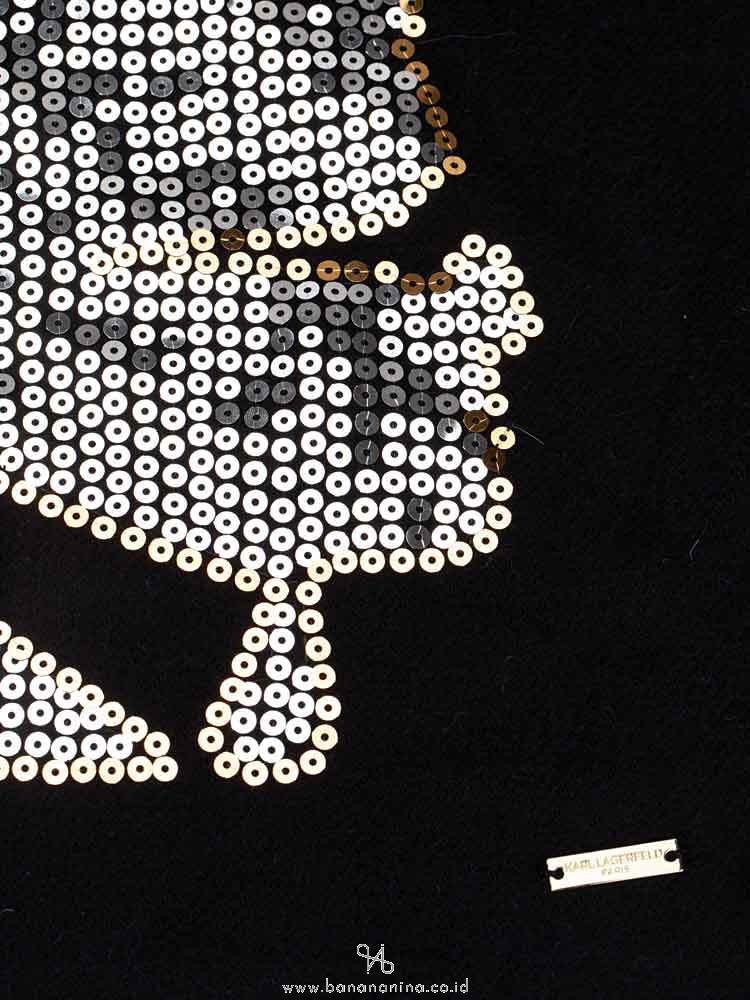 KARL LAGERFELD Sequin Accent Wool Scarf Black