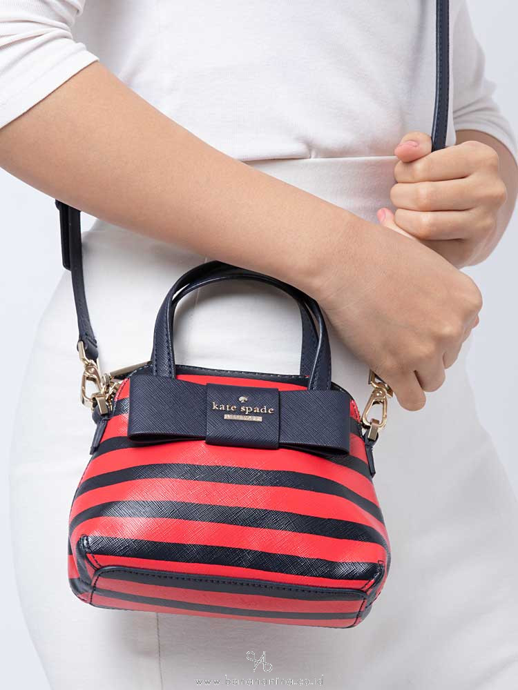 KATE SPADE Julia Street Stripe Mini Maise French Navy Red