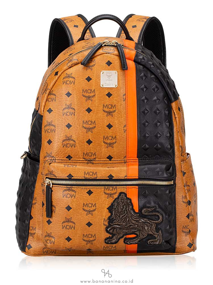 MCM Visetos Munich Lion Backpack Cognac