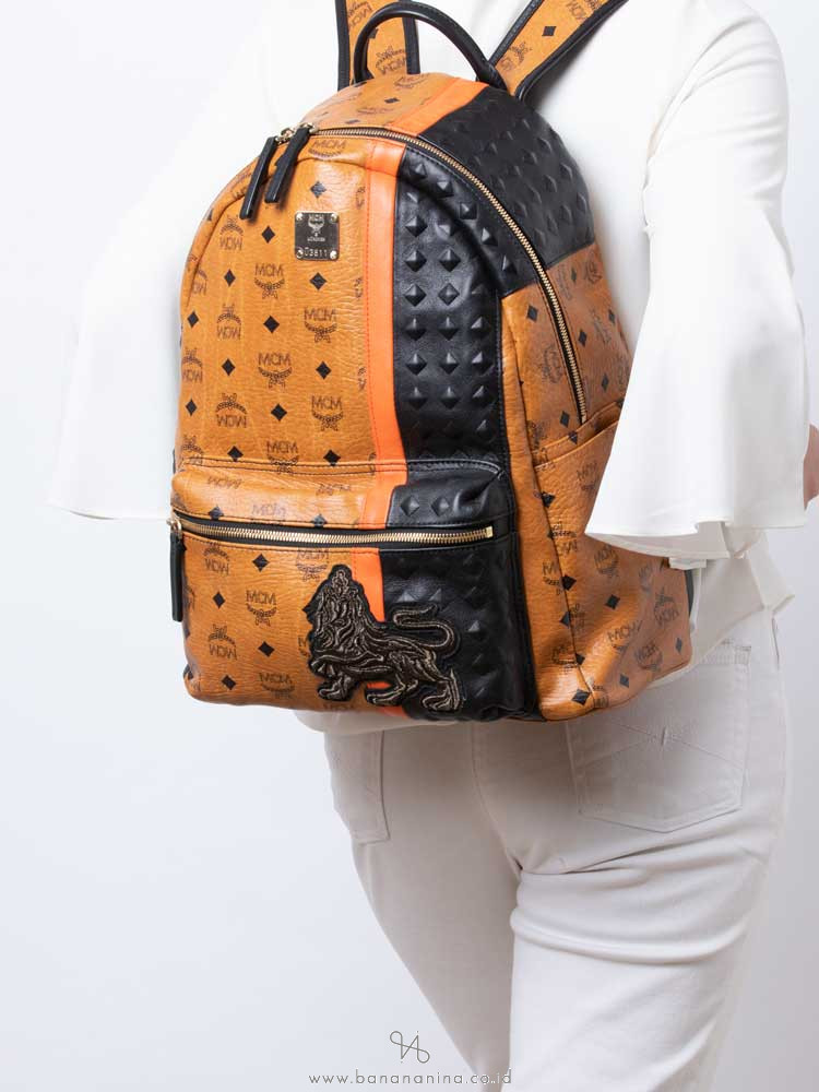 MCM Visetos Munich Lion Backpack Cognac