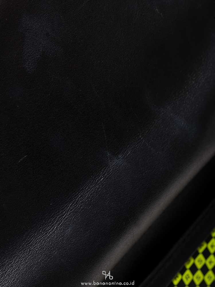 MICHAEL KORS Whitney Checkerboard Large Convertible Shoulder Bag Black Neon Yellow