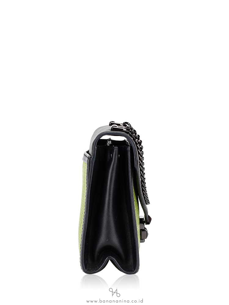 MICHAEL KORS Whitney Checkerboard Large Convertible Shoulder Bag Black Neon Yellow