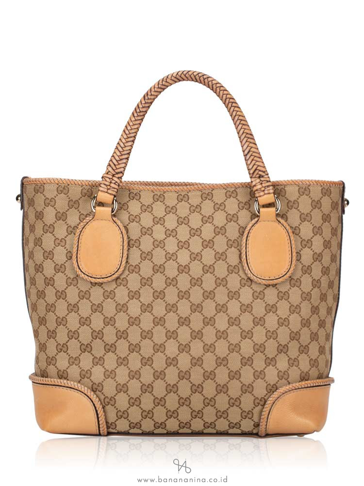 GUCCI GG Canvas Marrakech Tote Beige Brown