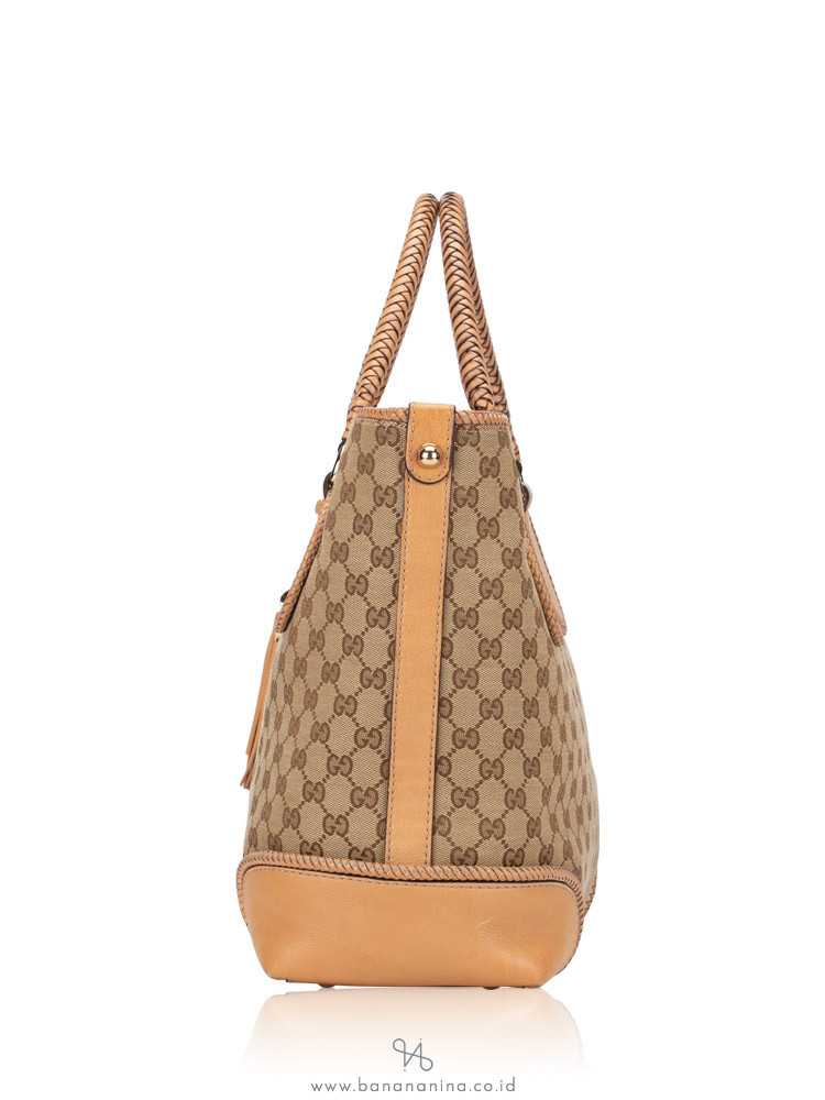 GUCCI GG Canvas Marrakech Tote Beige Brown